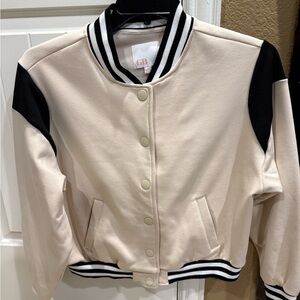 Cream and Black Varsity Jacket